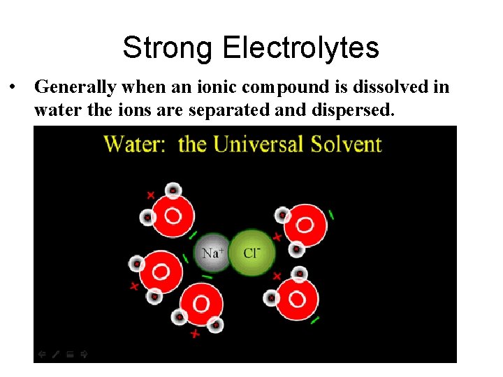Strong Electrolytes • Generally when an ionic compound is dissolved in water the ions