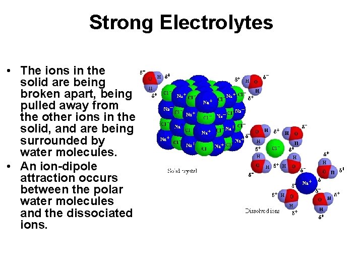 Strong Electrolytes • The ions in the solid are being broken apart, being pulled