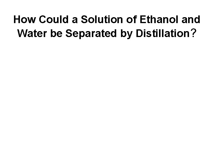 How Could a Solution of Ethanol and Water be Separated by Distillation? 