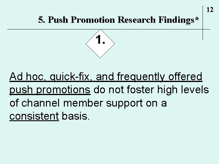 12 5. Push Promotion Research Findings* 1. Ad hoc, quick-fix, and frequently offered push 12 5. Push Promotion Research Findings* 1. Ad hoc, quick-fix, and frequently offered push