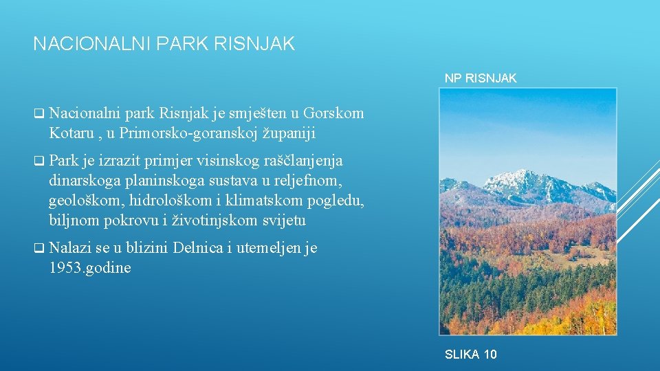 NACIONALNI PARK RISNJAK NP RISNJAK q Nacionalni park Risnjak je smješten u Gorskom Kotaru