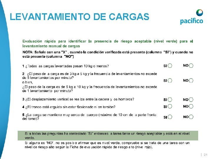 LEVANTAMIENTO DE CARGAS | 21 LEVANTAMIENTO DE CARGAS | 21