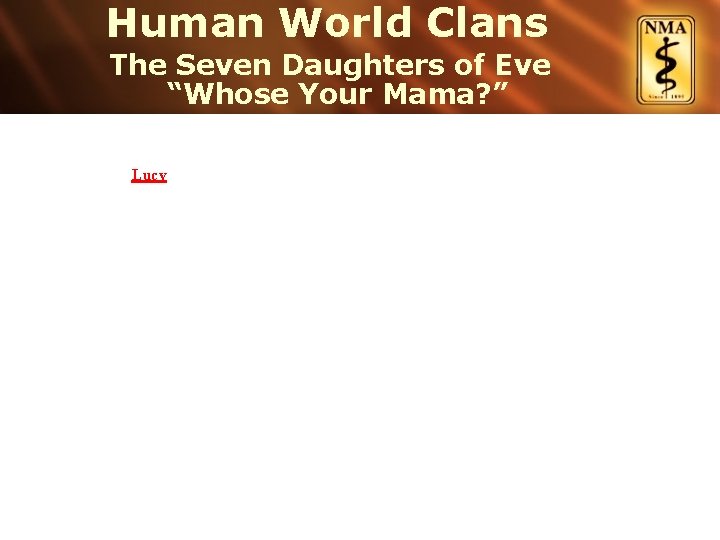 Human World Clans The Seven Daughters of Eve “Whose Your Mama? ” Lucy 