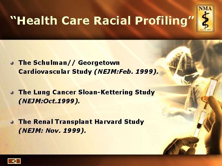 “Health Care Racial Profiling” The Schulman// Georgetown Cardiovascular Study (NEJM: Feb. 1999). The Lung