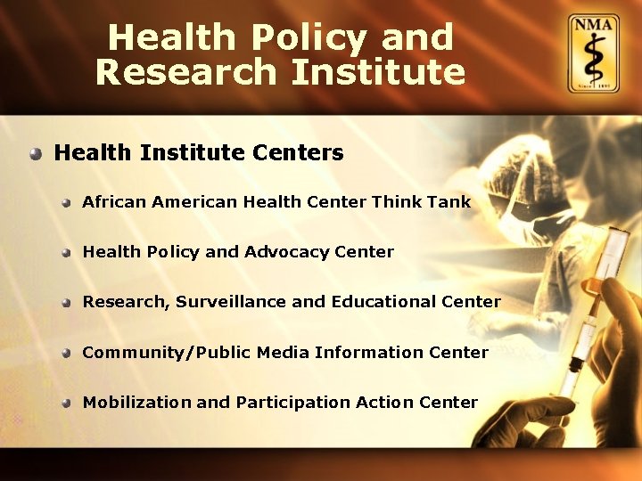 Health Policy and Research Institute Health Institute Centers African American Health Center Think Tank