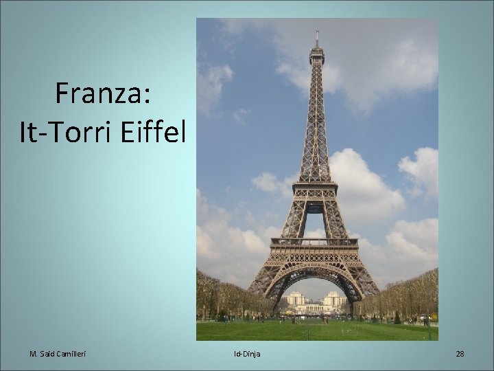 Franza: It-Torri Eiffel M. Said Camilleri Id-Dinja 28 