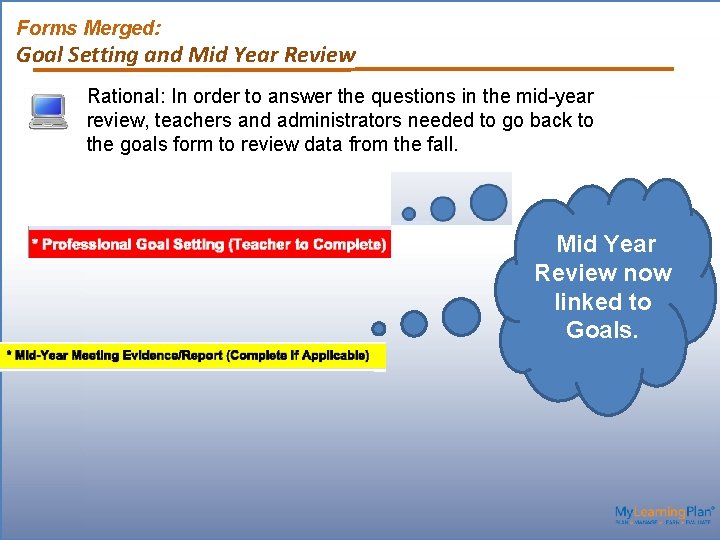 Forms Merged: Goal Setting and Mid Year Review Rational: In order to answer the