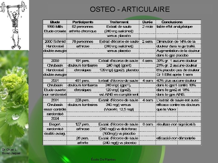 OSTEO - ARTICULAIRE Dr Ch. et L. Borel-Jaquet École De Plantes 