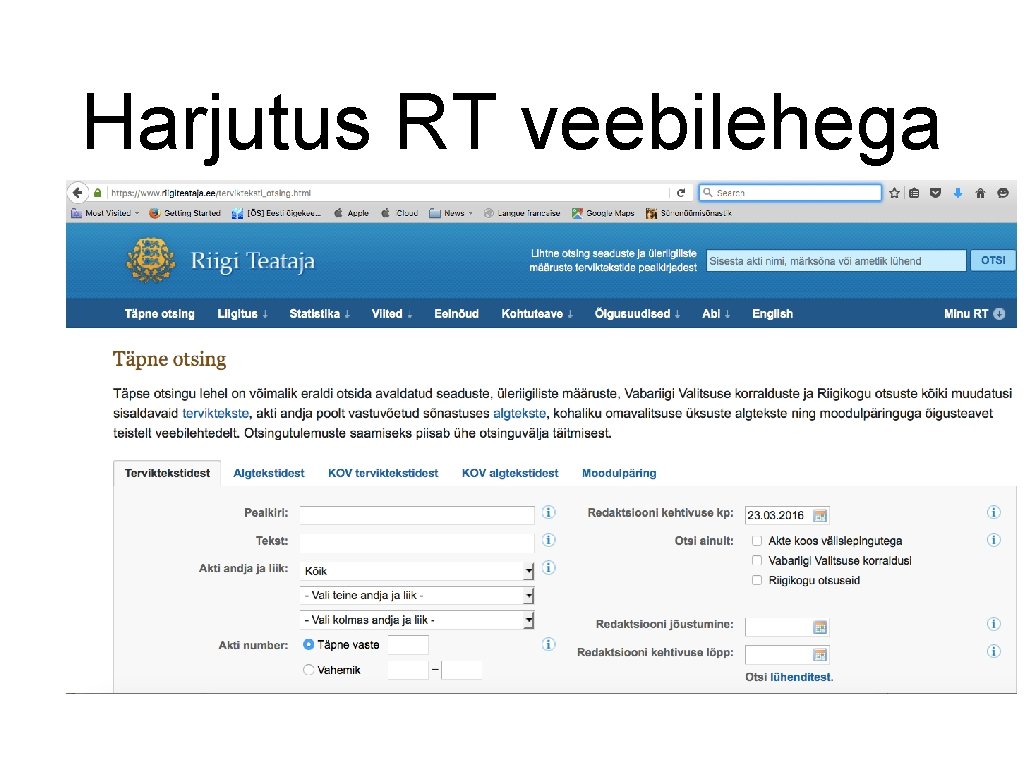 Harjutus RT veebilehega 