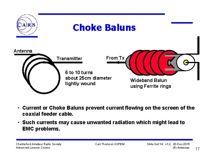 Choke Baluns Antenna Transmitter From Tx 6 to 10 turns about 25 cm diameter