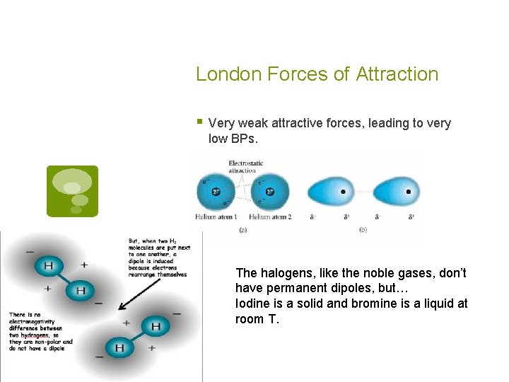 London Forces of Attraction § Very weak attractive forces, leading to very low BPs.