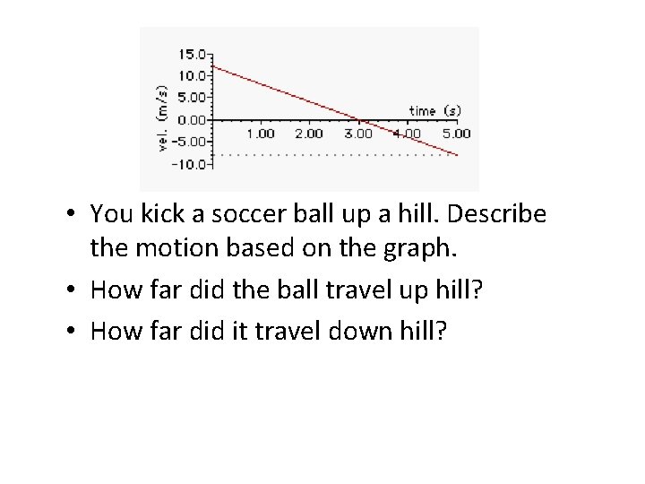  • You kick a soccer ball up a hill. Describe the motion based