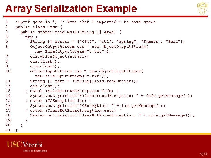 Array Serialization Example 1 2 3 4 5 6 7 8 9 10 11 Array Serialization Example 1 2 3 4 5 6 7 8 9 10 11