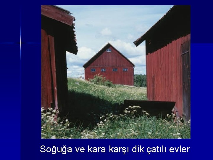 Soğuğa ve kara karşı dik çatılı evler 