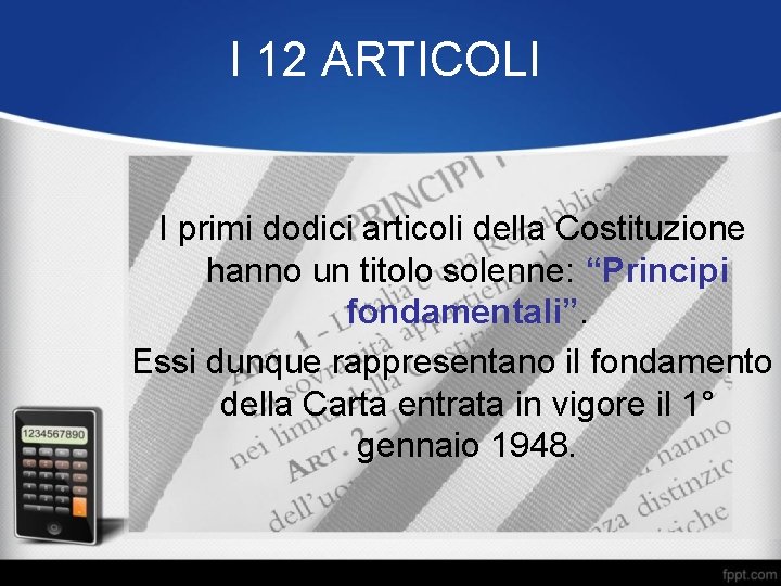 LA MATEMATICA NELLA COSTITUZIONE Interdisciplinare II I 12