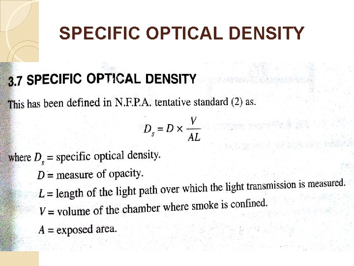 SPECIFIC OPTICAL DENSITY 