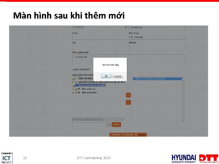Màn hình sau khi thêm mới 19 DTT Confidential, 2014 
