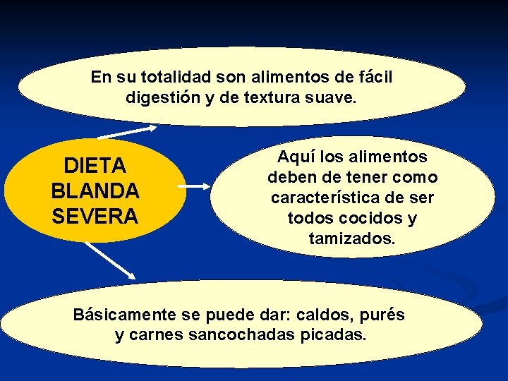 En su totalidad son alimentos de fácil digestión y de textura suave. DIETA BLANDA