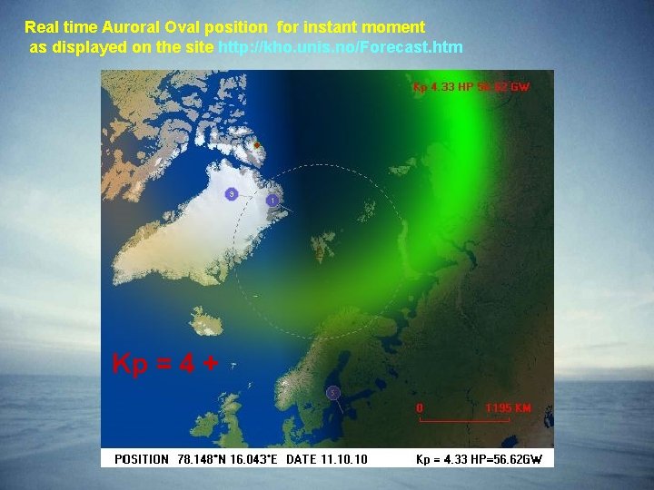 Real time Auroral Oval position for instant moment as displayed on the site http: