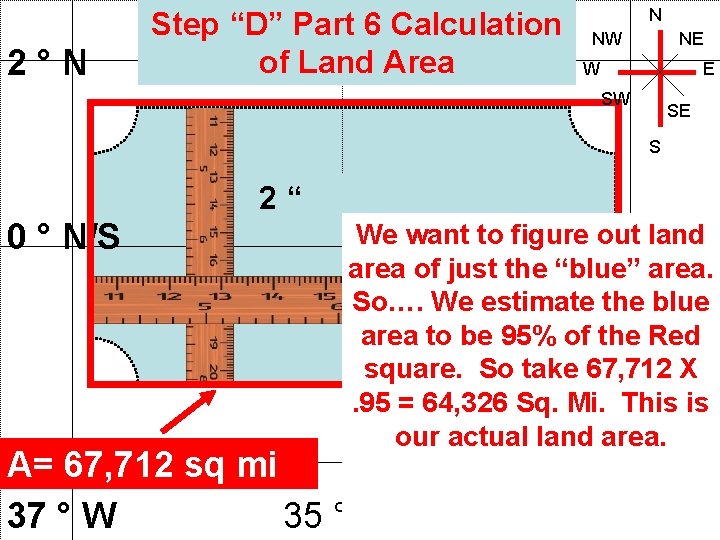 2°N Step “D” Part 6 Calculation of Land Area N NW NE W E