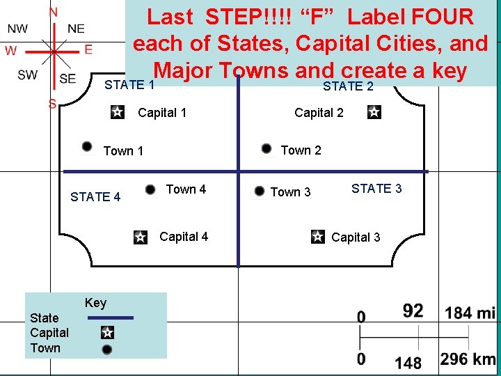 Last STEP!!!! “F” Label FOUR each of States, Capital Cities, and Major Towns and