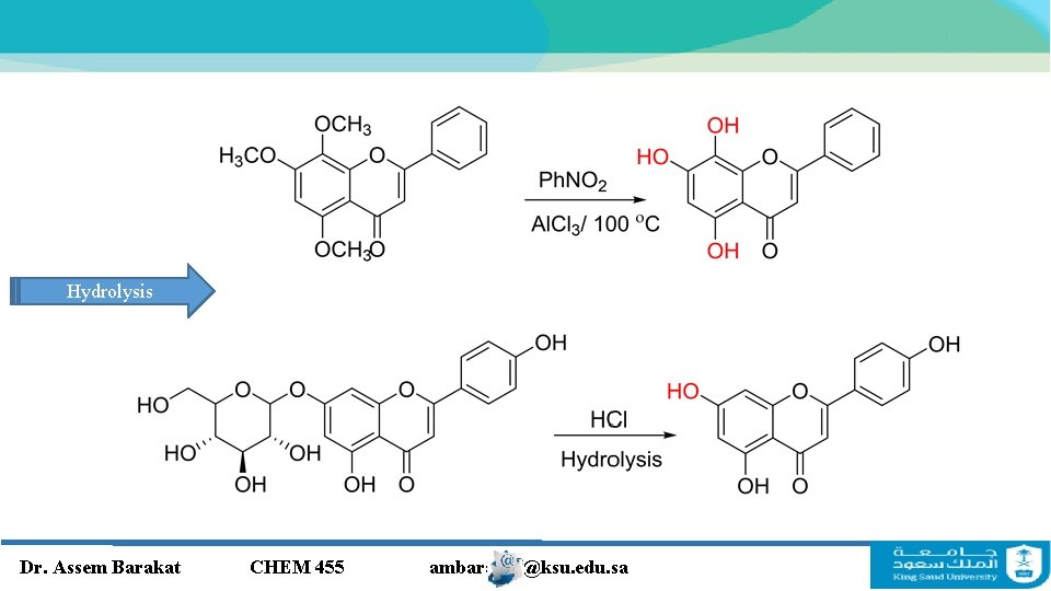 Hydrolysis Dr. Assem Barakat CHEM 455 ambarakat@ksu. edu. sa Hydrolysis Dr. Assem Barakat CHEM 455 ambarakat@ksu. edu. sa