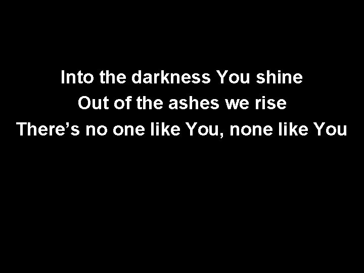 Into the darkness You shine Out of the ashes we rise There’s no one