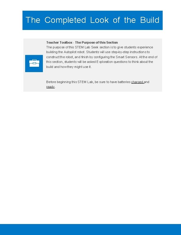 The Completed Look of the Build Teacher Toolbox - The Purpose of this Section