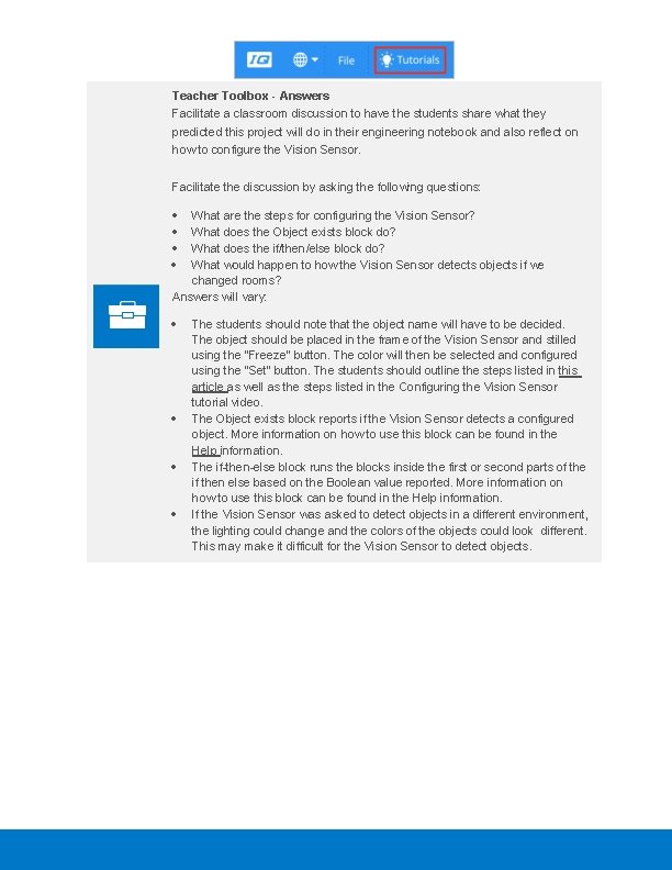 Teacher Toolbox - Answers Facilitate a classroom discussion to have the students share what