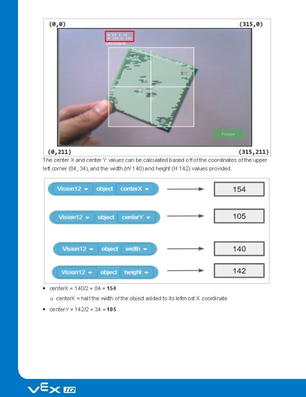 The center X and center Y values can be calculated based off of the