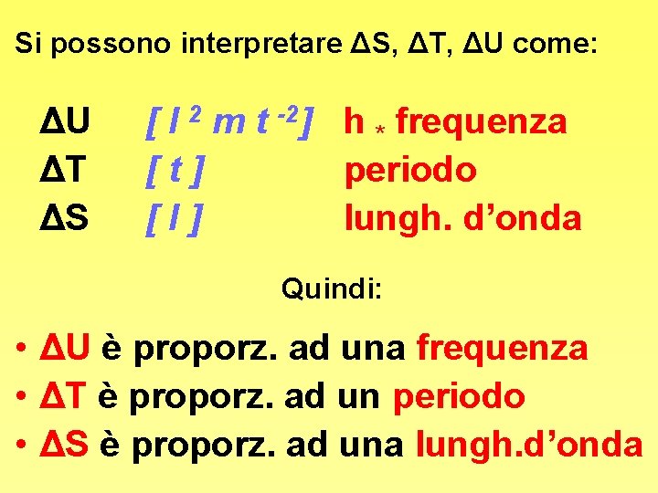 Si possono interpretare ΔS, ΔT, ΔU come: ΔU ΔT ΔS [ l 2 m