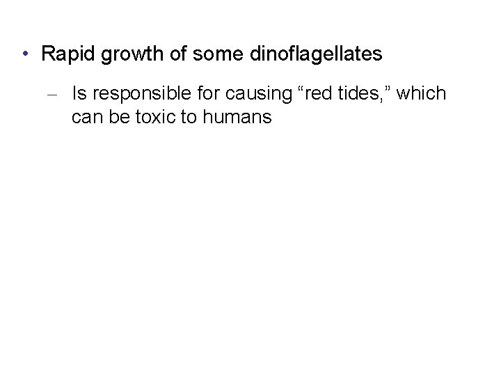  • Rapid growth of some dinoflagellates – Is responsible for causing “red tides,