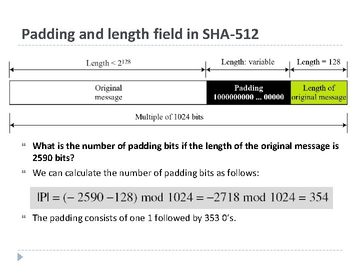 Padding and length field in SHA-512 What is the number of padding bits if