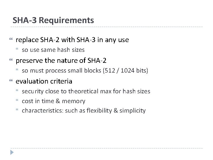 SHA-3 Requirements replace SHA-2 with SHA-3 in any use preserve the nature of SHA-2