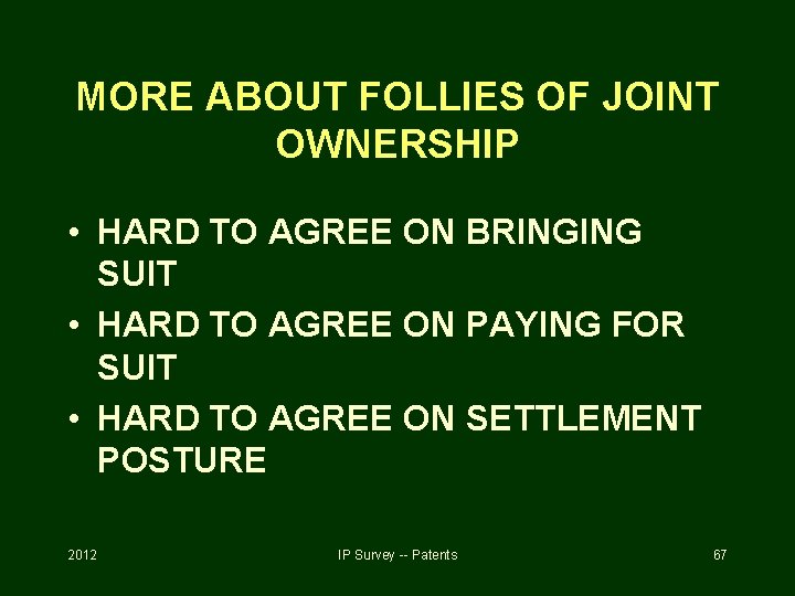 MORE ABOUT FOLLIES OF JOINT OWNERSHIP • HARD TO AGREE ON BRINGING SUIT •