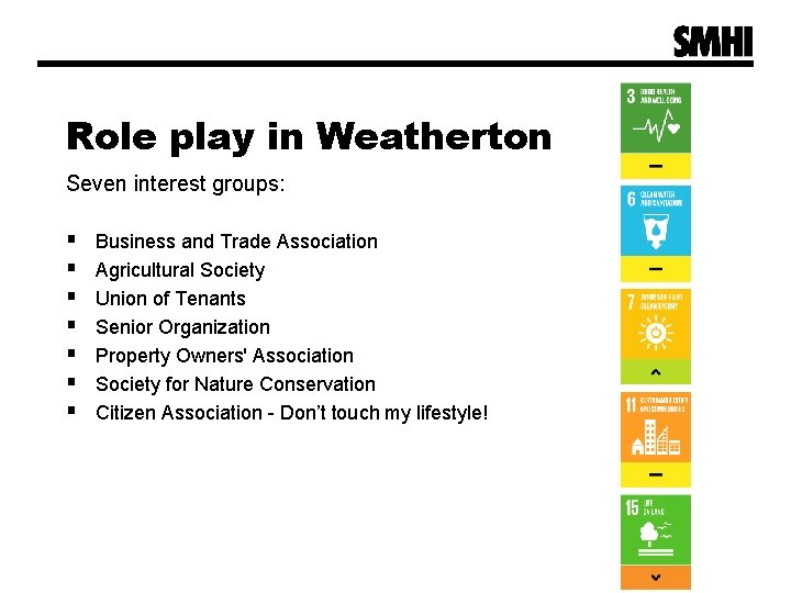 Role play in Weatherton Seven interest groups: § § § § Business and Trade Role play in Weatherton Seven interest groups: § § § § Business and Trade
