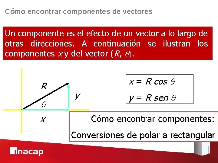 Cómo encontrar componentes de vectores Un componente es el efecto de un vector a