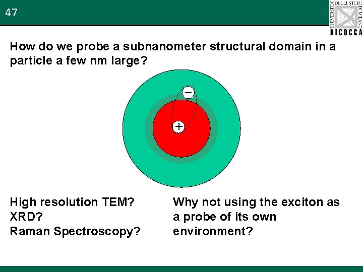 47 How do we probe a subnanometer structural domain in a particle a few