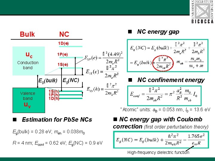 NC Bulk n NC energy gap 1 D(e) uc 1 P(e) Conduction band 1