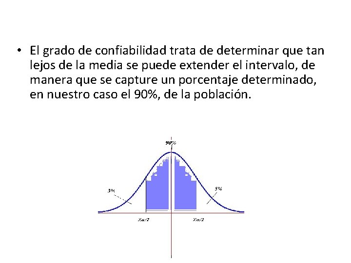  • El grado de confiabilidad trata de determinar que tan lejos de la