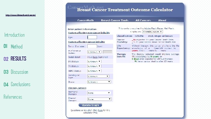 http: //www. lifemath. net/cancer/ Introduction 01 Method 02 RESULTS 03 Discussion 04 Conclusions References http: //www. lifemath. net/cancer/ Introduction 01 Method 02 RESULTS 03 Discussion 04 Conclusions References