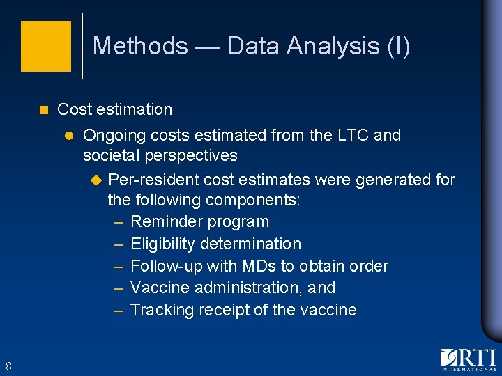 Immunization Standing Orders Program Project Costs and Cost