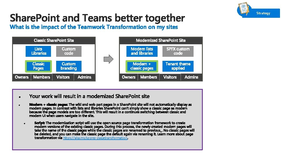 Strategy https: //aka. ms/sppnp-pagetransformation 