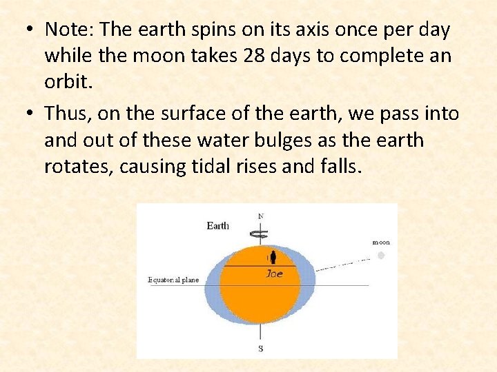  • Note: The earth spins on its axis once per day while the