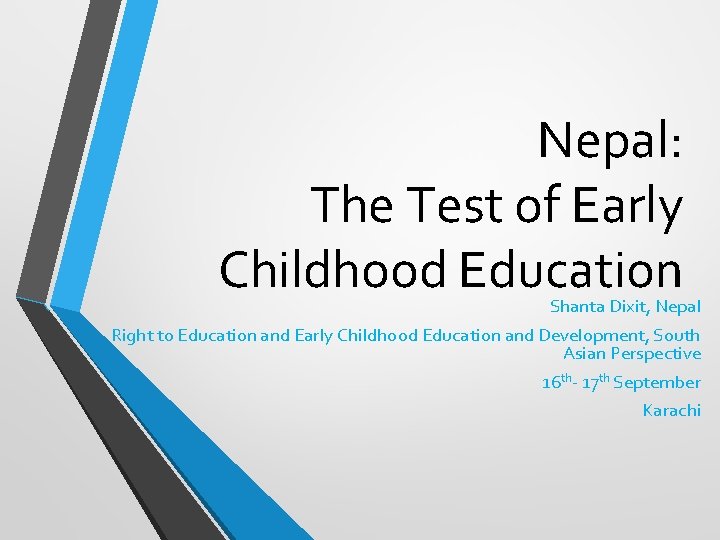 Nepal The Test of Early Childhood Education Shanta
