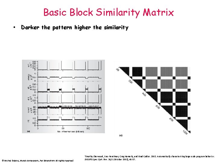 Basic Block Similarity Matrix Darker the pattern higher the similarity © Michel Dubois, Murali