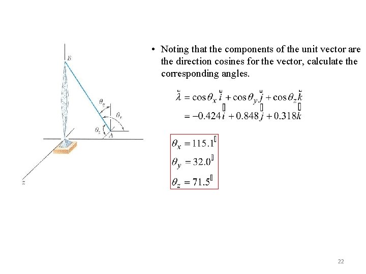  • Noting that the components of the unit vector are the direction cosines