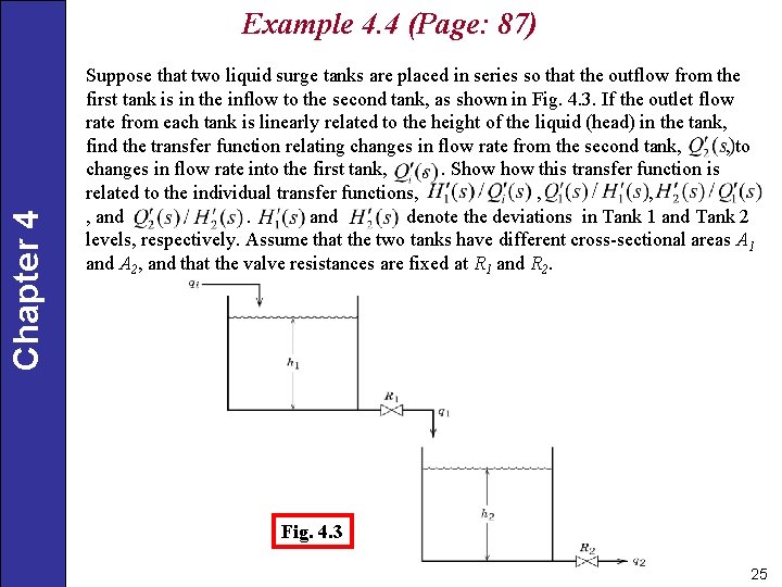 Chapter 4 Example 4. 4 (Page: 87) Suppose that two liquid surge tanks are