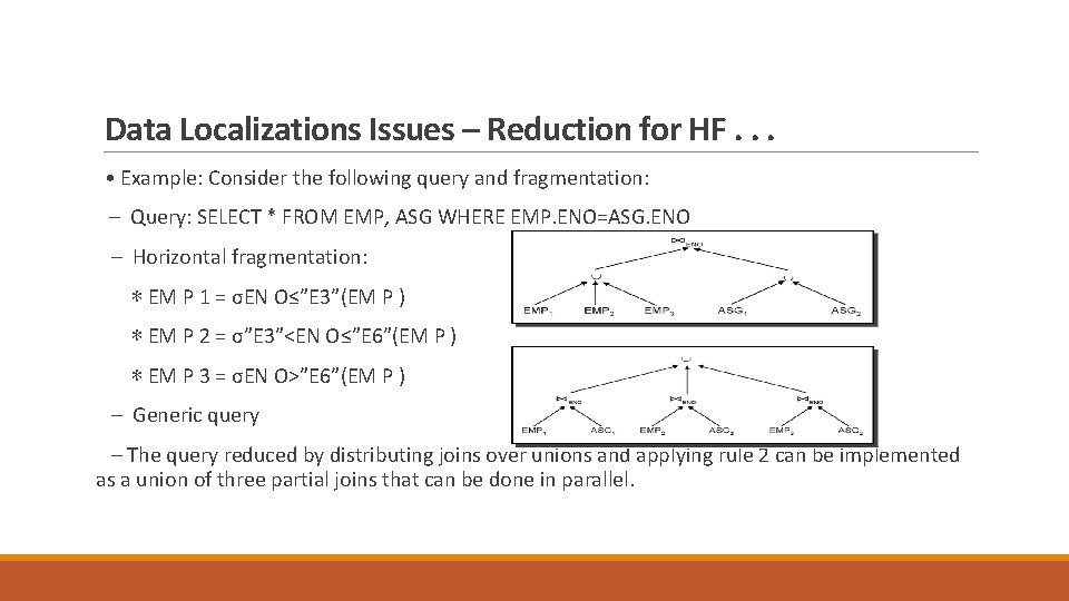 Data Localizations Issues – Reduction for HF. . . • Example: Consider the following