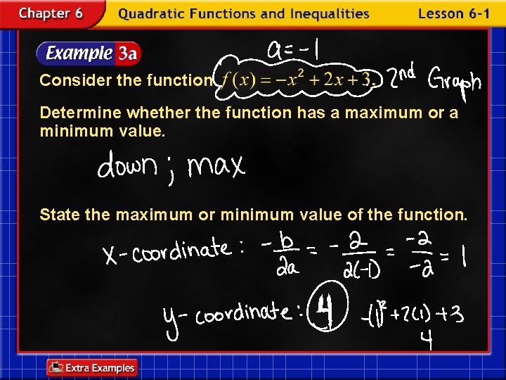 Consider the function Determine whether the function has a maximum or a minimum value.